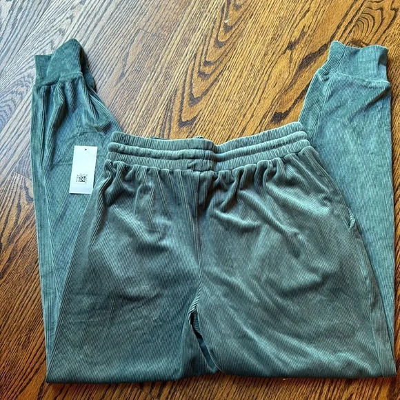 Hippie Rose skinny teal ribbed super soft, stretchy elastic waist boucle joggers - Picture 5 of 6